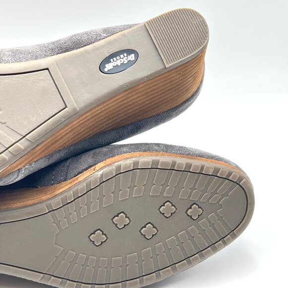 11W 11 WIDE WIDTH Dr Scholls Dakota Gray Microsuede Wedge Ankle Boots Shoes - Picture 11 of 13